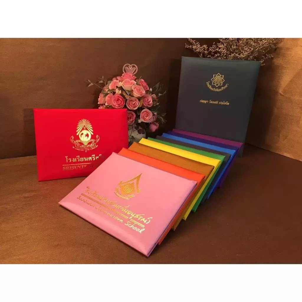 Butterfly🎓ปกประกาศ ปกวุฒิบัตร ปกผ้าไหมเทียมขนาด A5/A4 พร้อมพิมพ์โลโก้ 🎓