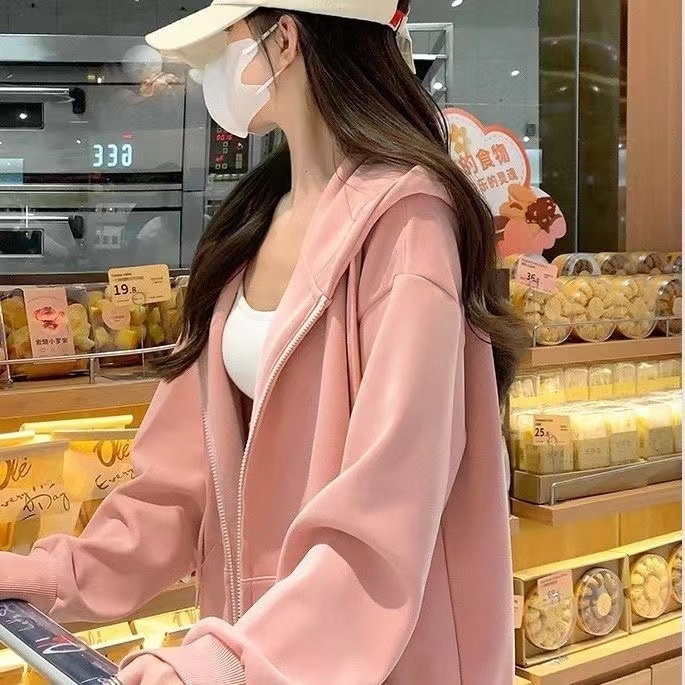 แผนกฮัน ฤดูหนาว สีทึบ เสื้อกันหนาวมีฮู้ด  M-2XLคาร์ดิแกนซิปแขนยาว