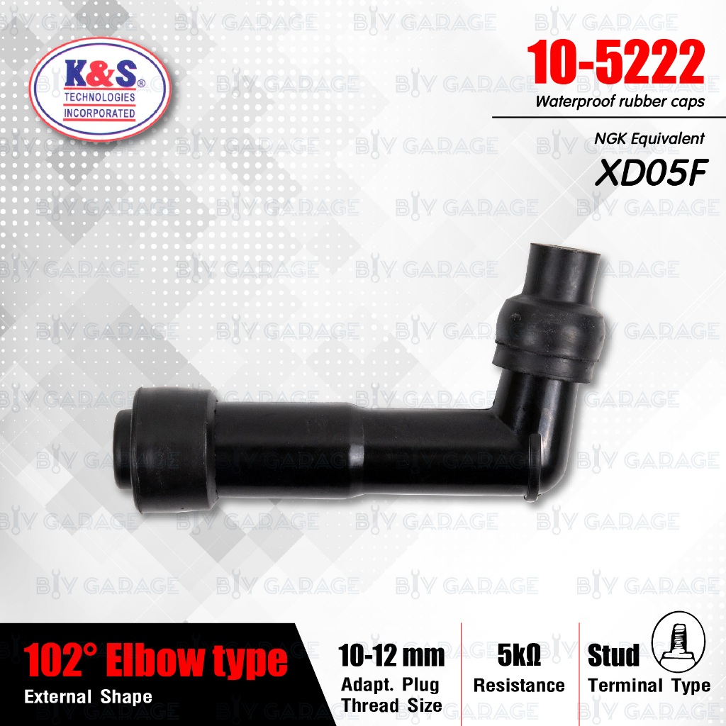 [ K&S 10-5222 ] ปลั๊กหัวเทียนกันน้ำ { แทนเบอร์ XD05F / XD05FP } 102° Elbow type ( Spark Plug Resisto