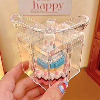 ใหม่ บล็อกตัวต่อเค้ก DIY ของขวัญวันเกิด มีกล่อง มีไฟ ของสะสม ตัวต่อเค้กวันเกิด🎂🎁