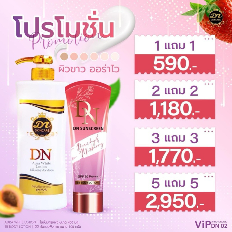DN Aura White Lotion ดีเอ็น ออร่าไวท์ (ดีเอ็น แถมกันแดด)โลชั่นบำรุงผิวกระจ่างใส