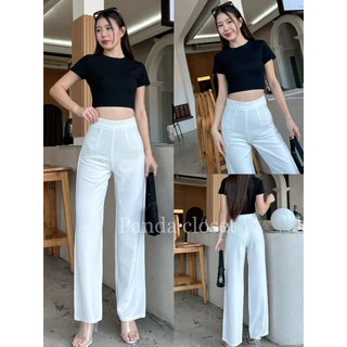 ♥New Arrival !! PD39 ♥S-XXL กางเกงขายาวเอวสูงซิปข้างผ้าฮานาโก่ะพร้อมส่ง🛒🛍️