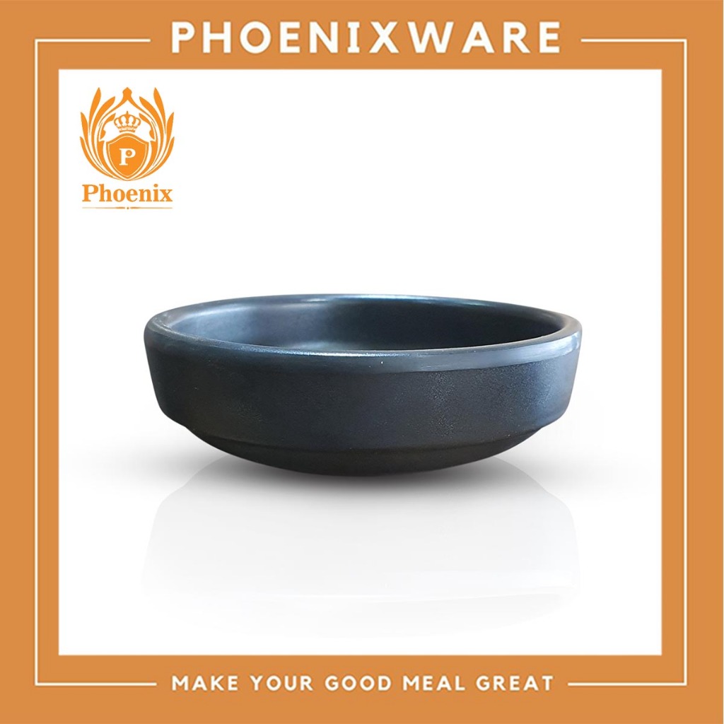 ถ้วยน้ำจิ้มกลม ขอบตัั้ง 3.5นิ้ว เมลามีน สีดำ Phoenix F177204