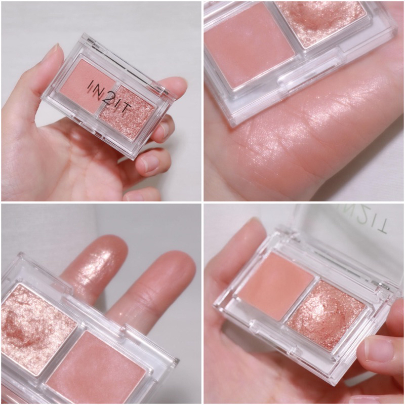 อายแชโดว์ตาบลิ้ง IN2IT Duo Jello Eye Shadow เบอร์ DES04 - Hey Girlie โทนชมพูพีช ลุคเบา ๆ ดูคุณ หนู อายแชโดว์ 2in1