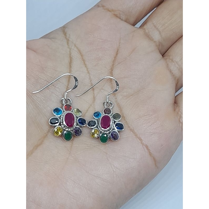 ต่างหาเงิน ล้อมพลอย นพเก้า พร้อมส่ง
