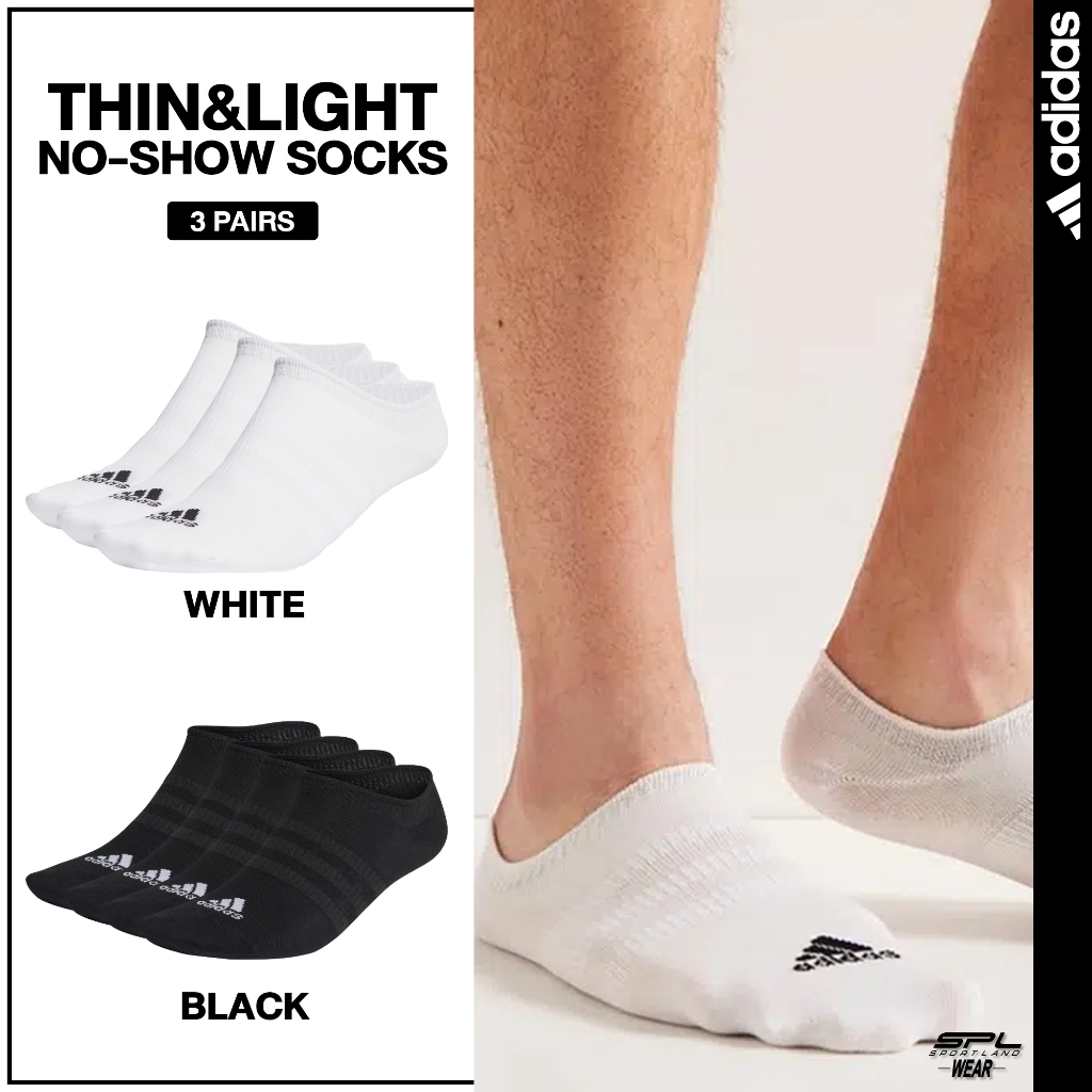 Adidas Collection อาดิดาส ถุงเท้าข้อสั้น ถุงเท้าซ่อนขอบ Thin and Light NoShow 3PP HT3463 / IC1327 (500)