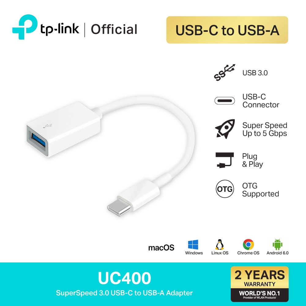 TP-Link UC400 type C to USB Adapter อะแดปเตอร์แปลงช่อง USB type C ให้เป็นช่อง USB type A รับประกัน 2 ปี