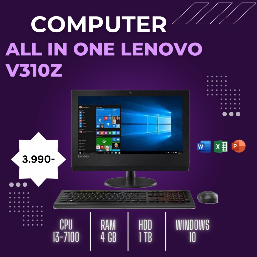 AIO Lenovo thinkpad v310z ตั้งโต๊ะ CPU-i3-7100 RAM-4 GB HDD-1 TB WINDOWS -10