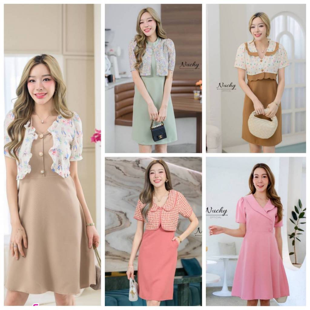 เดรส ไซส์ S M L XL มีไซส์ให้เลือกค่ะ เดรสทำงาน ชุดทำงาน เดรสหรู Dress Fashion กระเป๋าข้าง