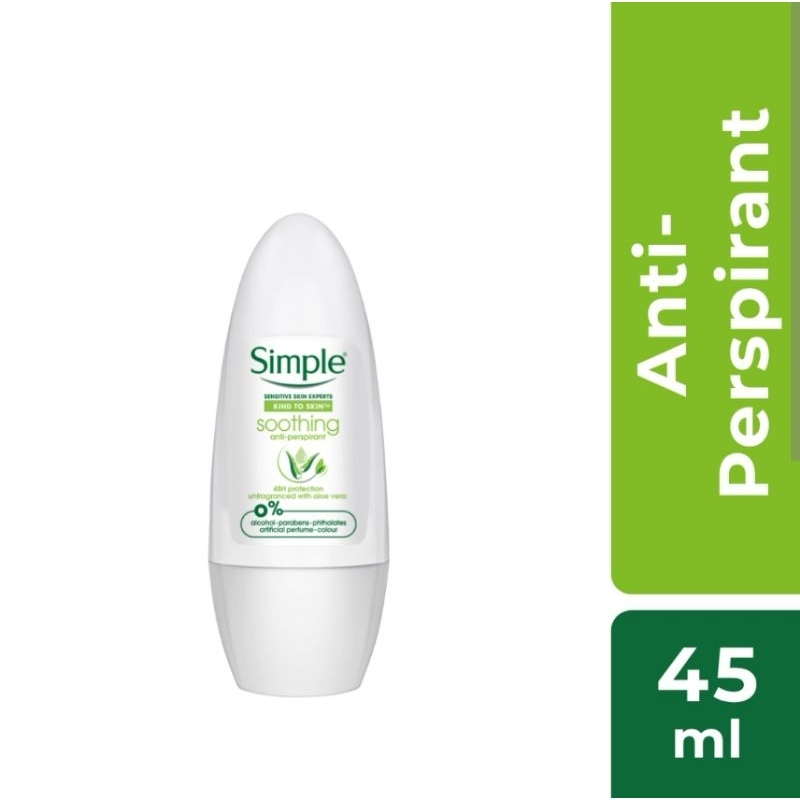 [ทักแชทลดเพิ่ม] Simple Soothing Anti-perspirant Deodorant 45ml - โรลออน Simple