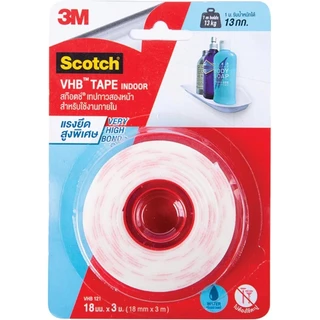 3M Scotch เทปสองหน้าแรงยึดติดสูง VHB121 ใช้สำหรับงานภายใน ขนาด 18 มม. x 3 ม.สก๊อตช์
