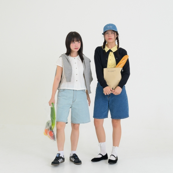 กางเกงยีนส์ขาสามส่วน Buddy short jeans