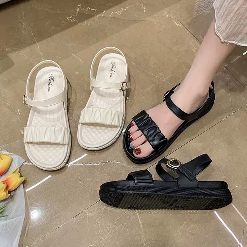 🚚 มาใหม่พร้อมส่ง🚚รองเท้าแตะรัดส้น แบบสวม เเฟชั่น แต่งจีบ สไตล์เกาหลี รุ่น 169