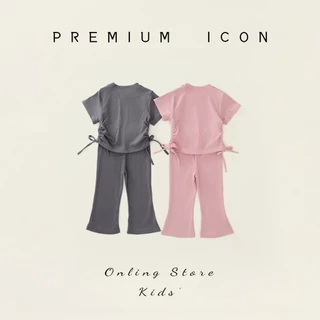 Hania Kids พร้อมส่ง ชุดเซ็ตเสื้อ+กางเกง ผ้าฝ้าย สีเรียบ สไตล์เกาหลี ชุดเซ็ตสำหรับเด็ก -K4125008