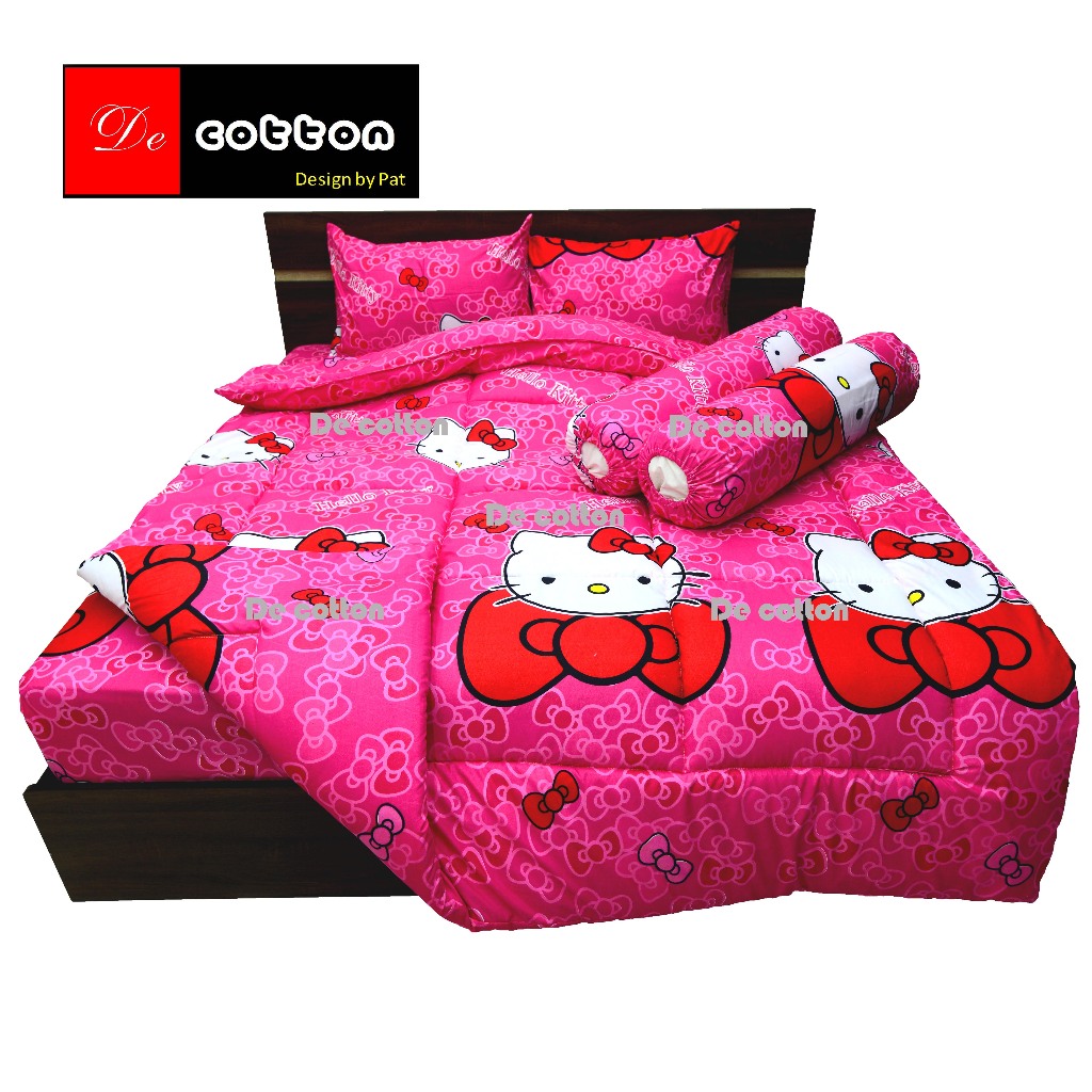 ผ้าปูที่นอนลาย คิตตี้ มียางรัดมุม ใส่ที่นอน หนา 10 นิ้ว