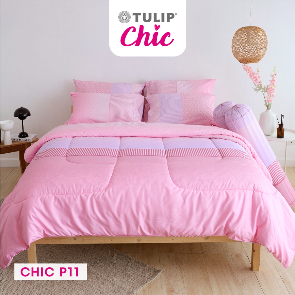 TULIP CHIC พิมพ์ลาย  CHIC P11 ชุดผ้าปู ผ้าห่มนวม ให้ความมินิมอล สัมผัสนุ่มไม่ระคายผิว