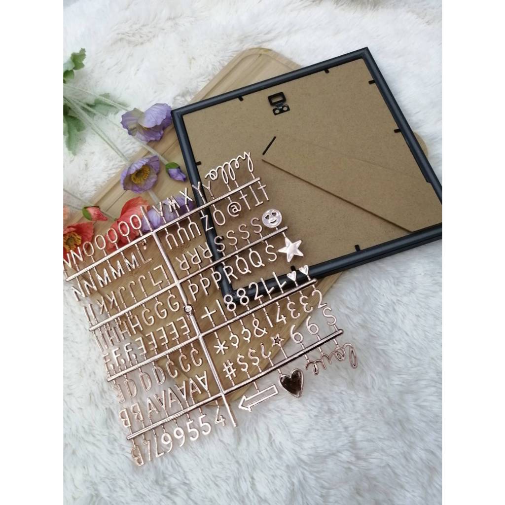 Letter board พลาสติก 26*26 cm.+อักษรโรสโกลด์