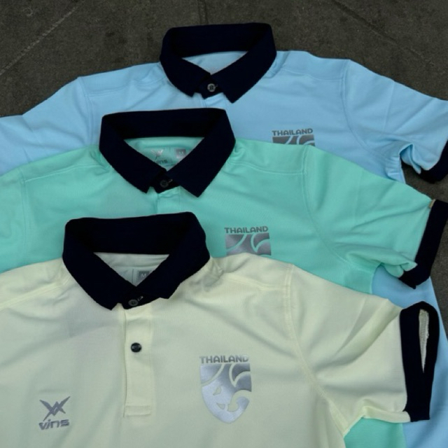 เสื้อโปโลทีมชาติไทย เสื้อโปโล โลโกช้างศึก  แขนสั้น เนื้อผ้าบางเบา ใส่สบาย vins PL-221( DIY )