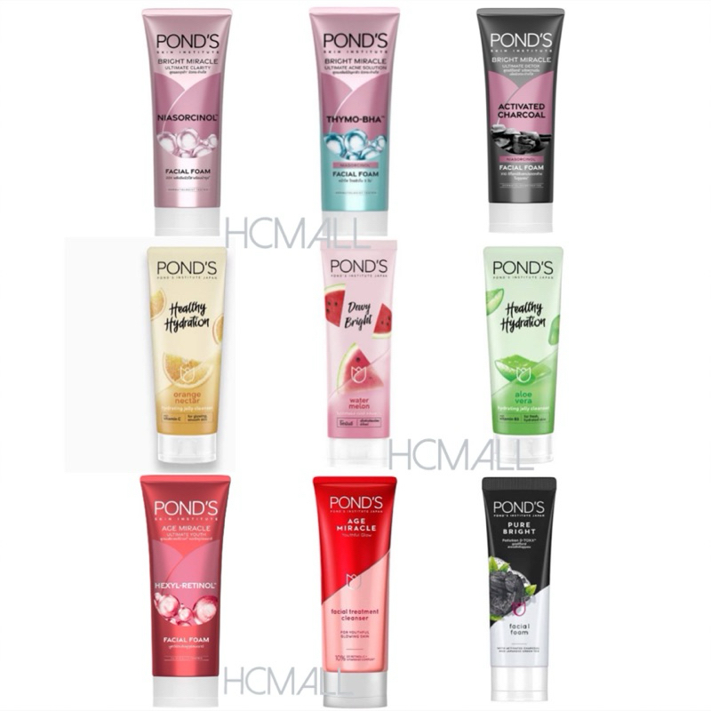 PONDS Foam NIACORSINOL / HEXLY RETINOL /Age miracle/ Pure Bright Facial Foam โฟมพอนด์ล้างหน้า 90/100 g.