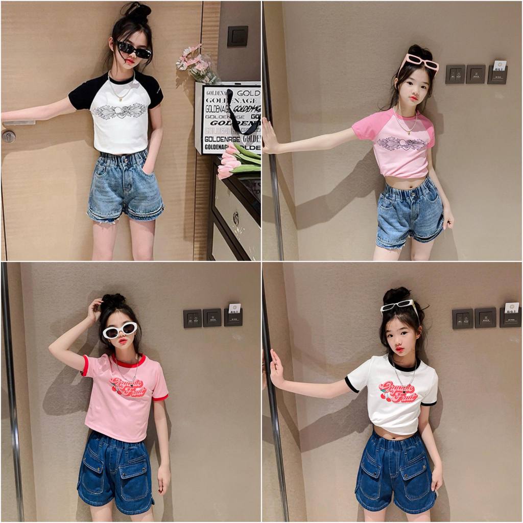 (ขายแยกชิ้น) NO.726/727 เสื้อเด็กสกรีนลายชมพู/ขาว NO.728/729 กางเกงยีนส์ขาสั้น (ขายแยกชิ้นกันนะคะ เสื้อ 139 กางเกง 199)