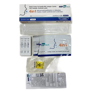 HIP ชุดตรวจไข้หวัด 4 เชื้อ RSV หวัดใหญ่ab Covid [ยกกล่อง 10 ชุด] HIP4in1 ฮิปชุดตรวจไข้หวัดใหญ่โควิดและRSV ที่ตรวจRSV