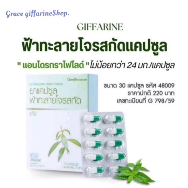 ฟ้าทะลายโจรสกัด แคปซูล​ กิฟฟารีน​ เลขทะเบียน​ที่​ G​798/59​ Giffarine สุดคุ้ม2กล่องเพียง 350 บาท