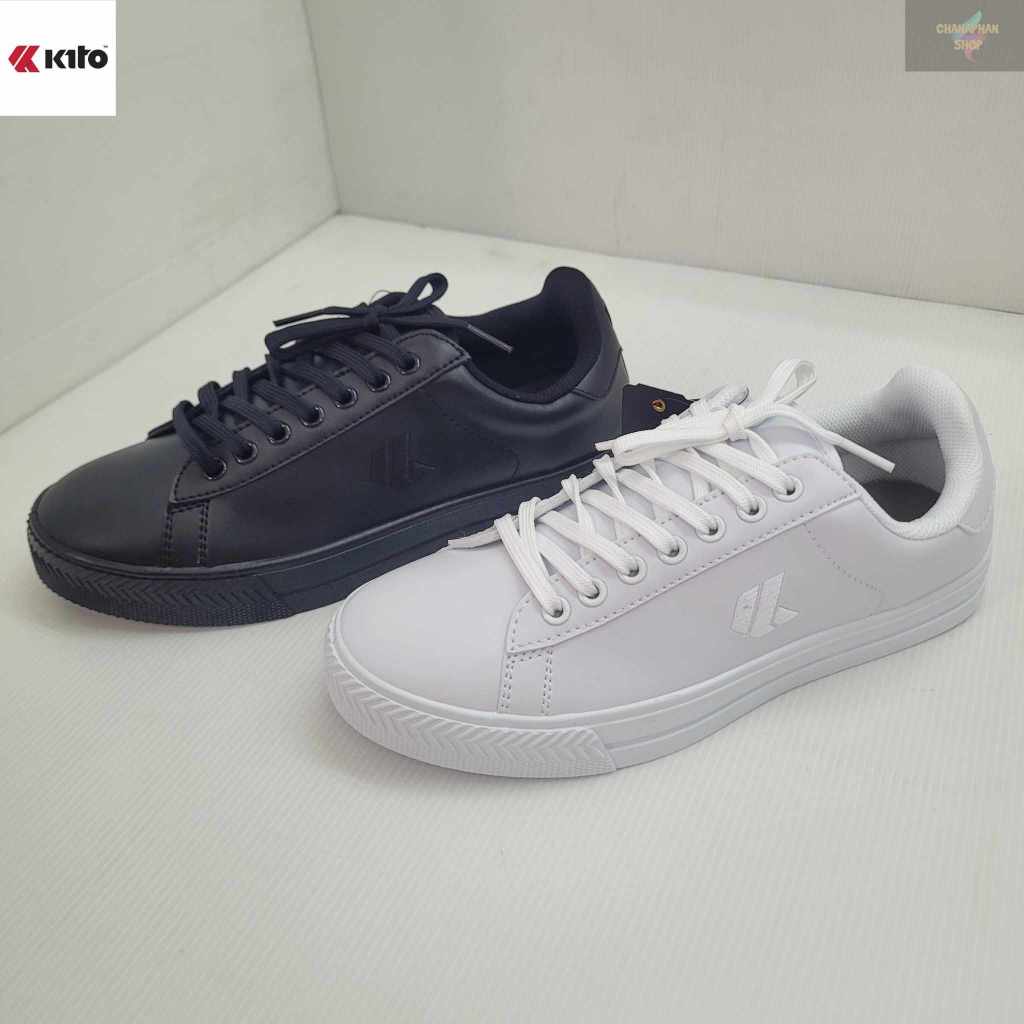 KITO รองเท้าหนังผ้าใบแบบผูกเชือก UNISEX รุ่น BE7 สีขาว/สีดำล้วน SIZE 36-44