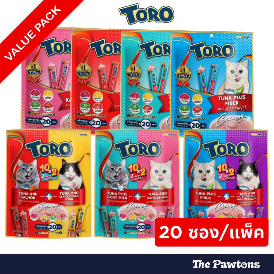 (แพ็คสุดคุ้ม 20 ซอง) The Pawtons - Toro โทโร่ แมวเลีย ขนมว่างแมว ขนมแมวเลีย