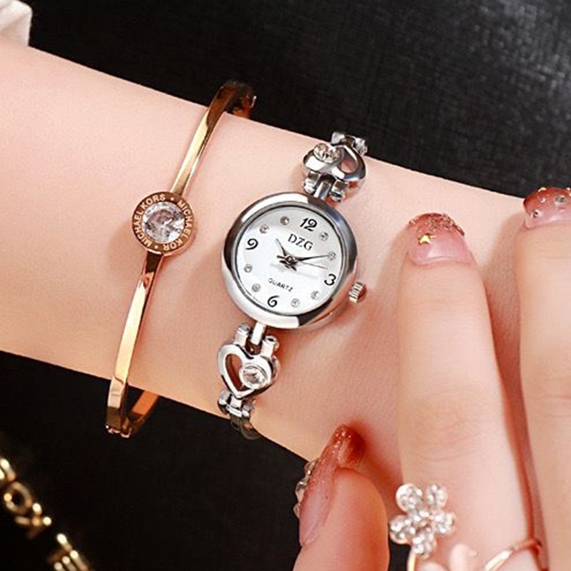 นาฬิกากันน้ำของผู้หญิง กันน้ำได้ 100% นาฬิกาข้อมือสาว Rhinestone นาฬิกาผู้หญิงอารมณ์ นาฬิกาสร้อยข้อมือ สายสเตนเลส