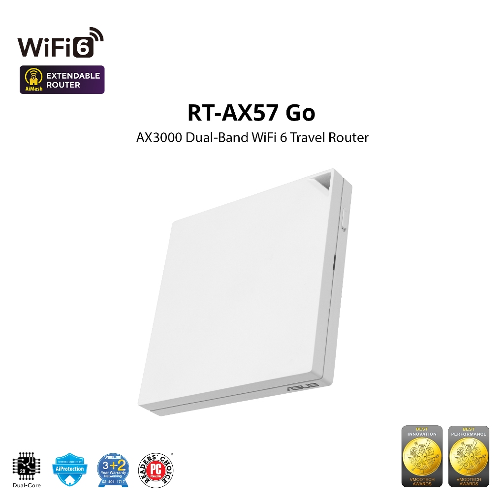 ASUS RT-AX57 Go AX3000 Dual Band WiFi6 Travel AiMesh Router
