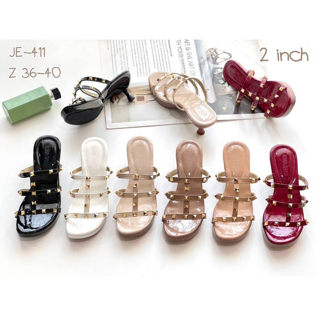 NIWA Shoes รองเท้าส้นสูง รองเท้าแฟชั่น รองเท้าส้นเกี๊ยะ รุ่น JE-411