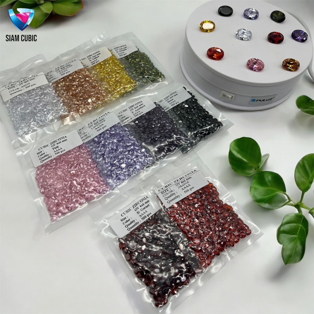 OVAL SHAPE ( Size 3x4 MM.- 8x12 MM. ) COLOR-CZ พลอยสี - CZ รูปทรงไข่ พลอยสังเคราะห์ พลอยรัสเซีย