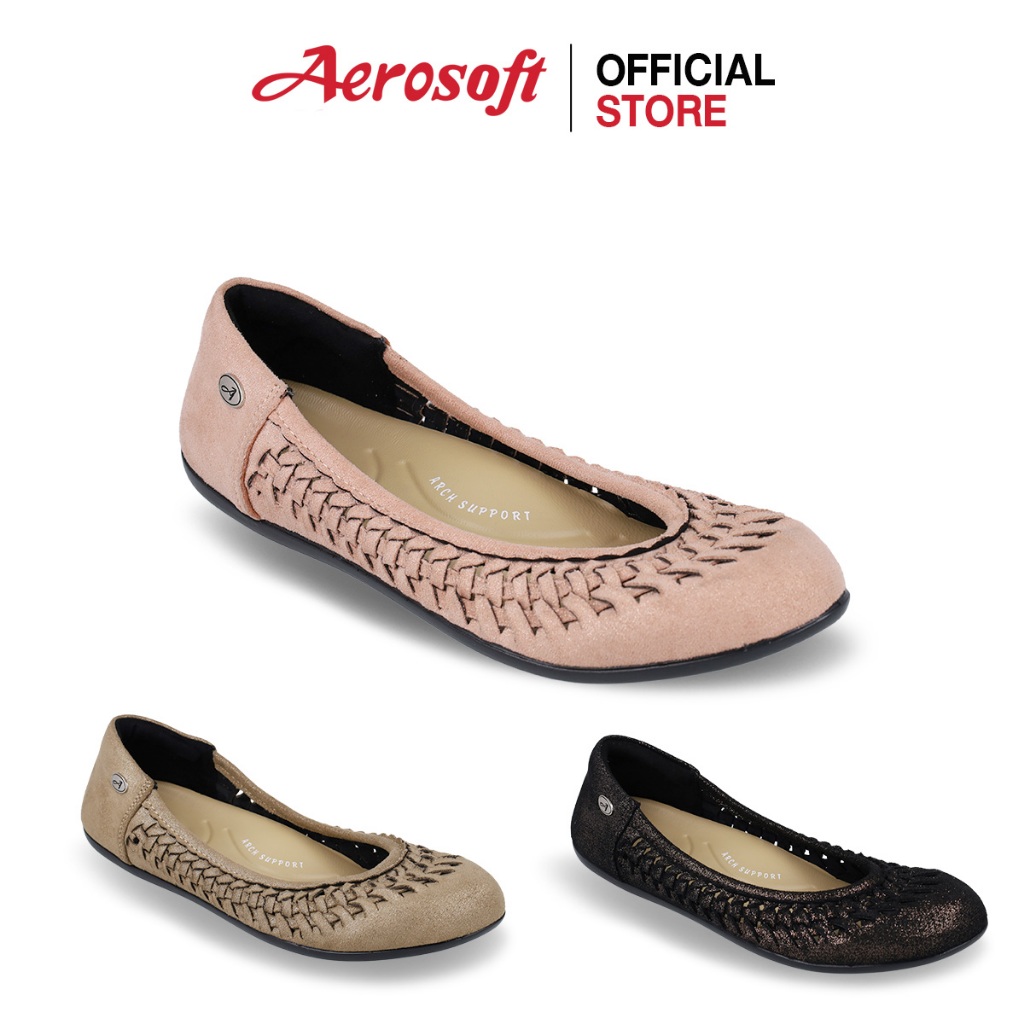 Aerosoft (แอโร่ซอฟ) รองเท้าคัทชูผู้หญิง เพื่อสุขภาพ รองเท้าคัทชูสีดำ รุ่น CW3040