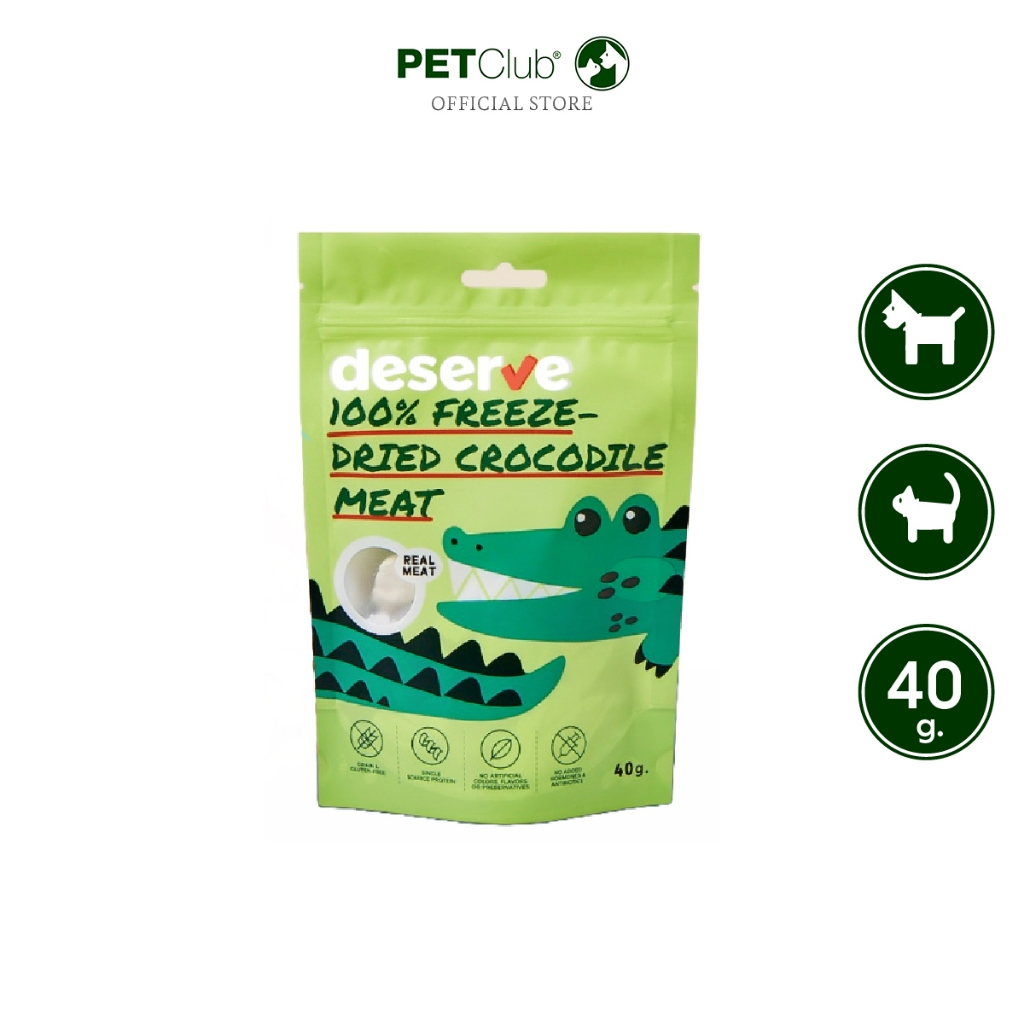 [PETClub] deserve Freeze-Dried Crocodile Meat - ขนมฟรีซดรายเนื้อจระเข้ 100% 40g.