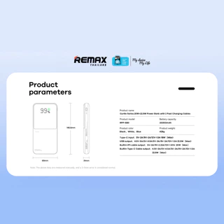 【 New CCC Certified 】 Remax Power Bank 20000mAh (RPP-680) - แบตสำรอง มีสายในตัว ชาร์จเร็ว 3 พอร์ต USB / Type-C / L