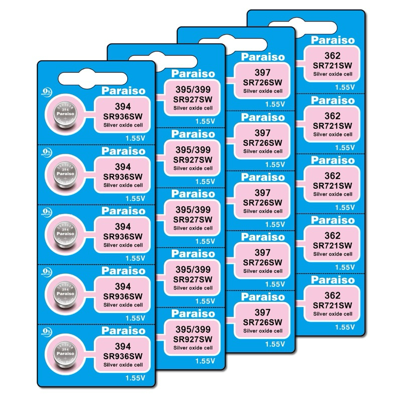 (1ก้อน)Paraiso ถ่านกระดุม ถ่านนาฬิกา 394 SR936SW 397 SR726SW 317 SR516SW 362 SR721SW 315 SR716SW 321