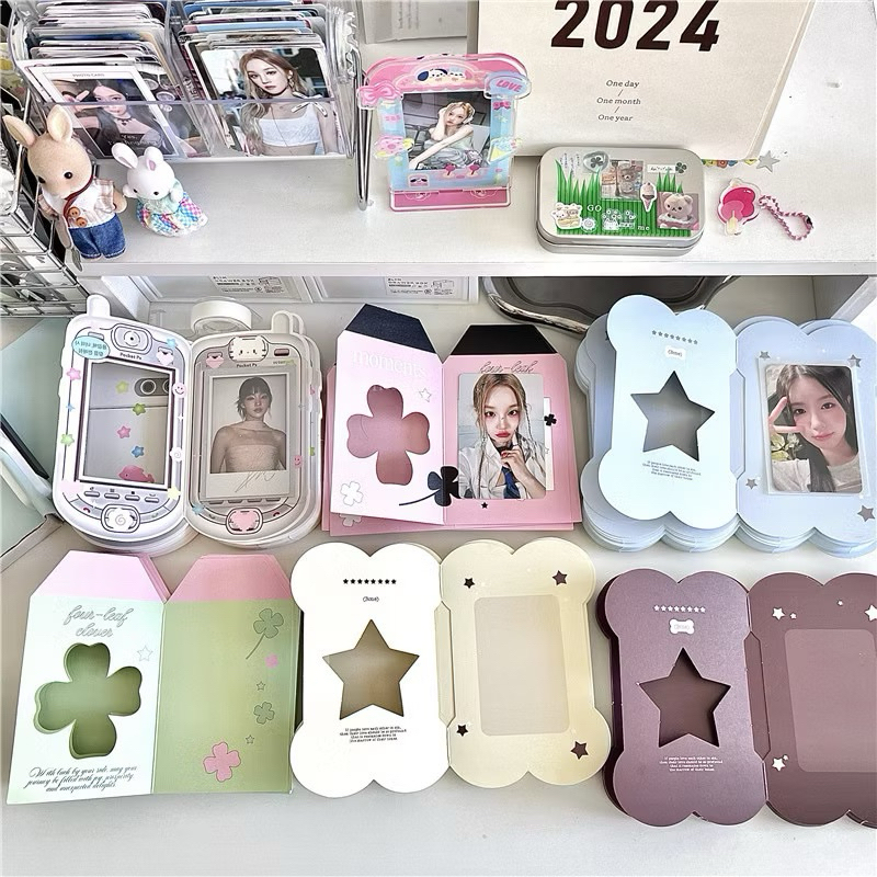 พร้อมส่ง!กระดาษรองการ์ด แบบพับได้ แพค6 ชิ้น คละครบลาย Clover Luckyใบโคลเวอร์ แพคการ์ด