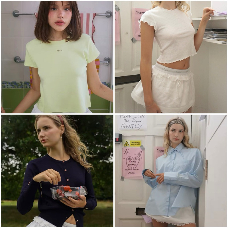 Mitr crop เสื้อยืด เสื้อครอป กระโปรงบอลลูน