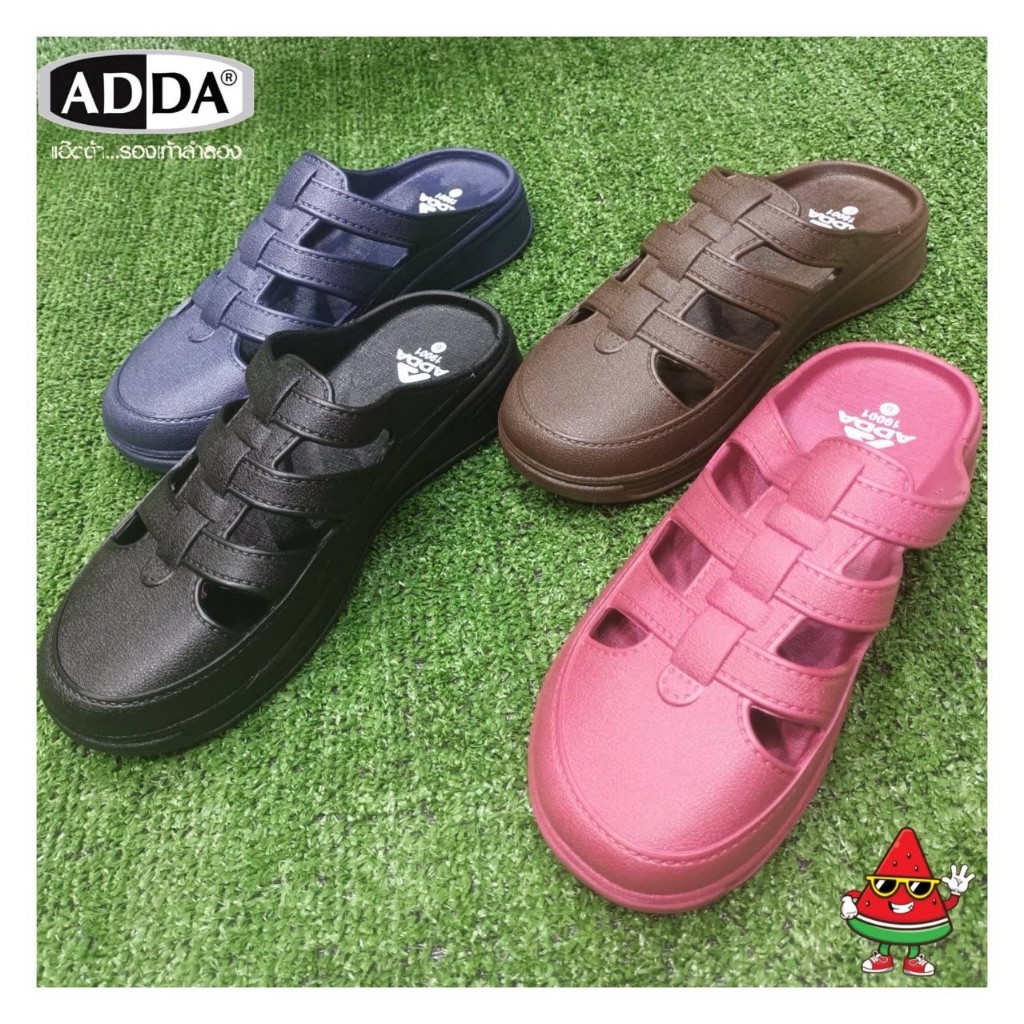 รองเท้าสวมเปิดส้น แอดด้า (ADDA) รุ่น 19001-W1 มี 4 สี ดำ,กรม,น้ำตาล,ม่วง ขนาด4-7