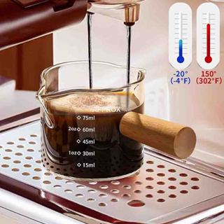 75ml ถ้วยตวง ถ้วยตวงด้ามไม้ แก้วชงกาแฟ ด้ามจับไม้ สำหรับตวงก…