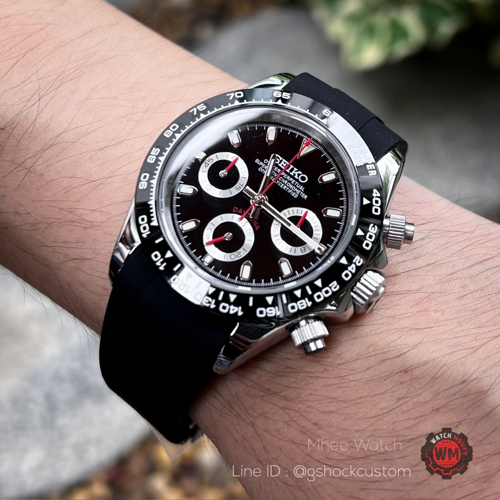 SeikoMod New  Daytona DeadPool Black Dial Chronograph VK63 Movement