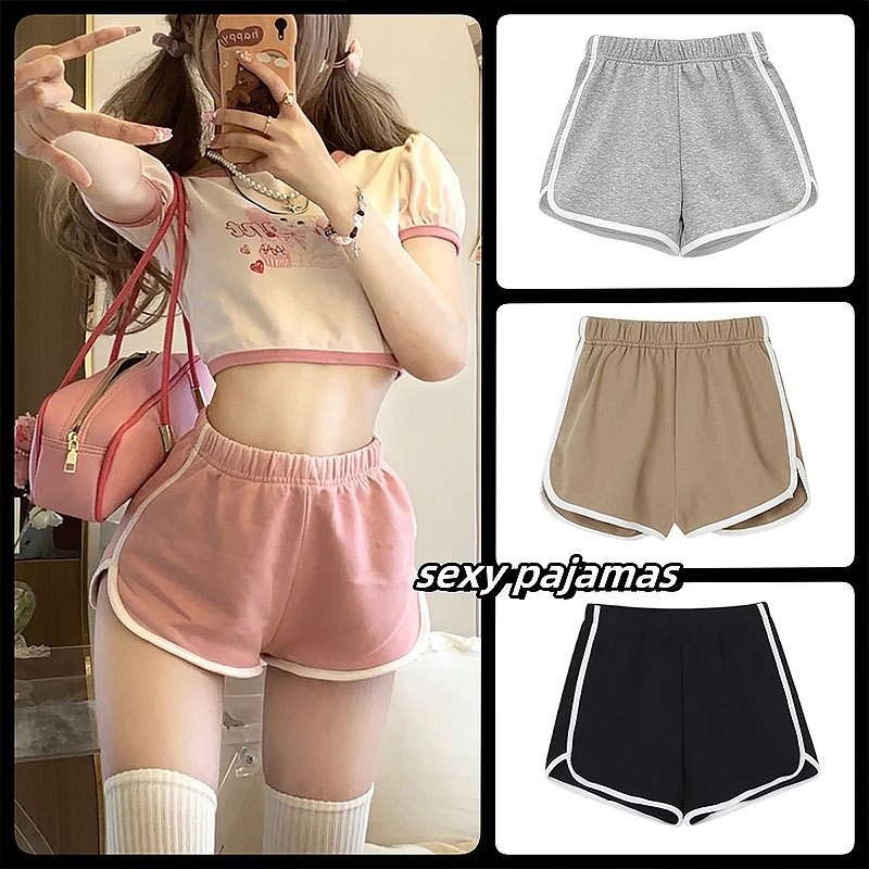 sexypajamas กางเกงกีฬาขาสั้น เอวสูง วงยืดหยุ่น สวมใส่สบาย มีหลายสีให้เลือก ราคาถูก จัดส่งจากประเทศไทย