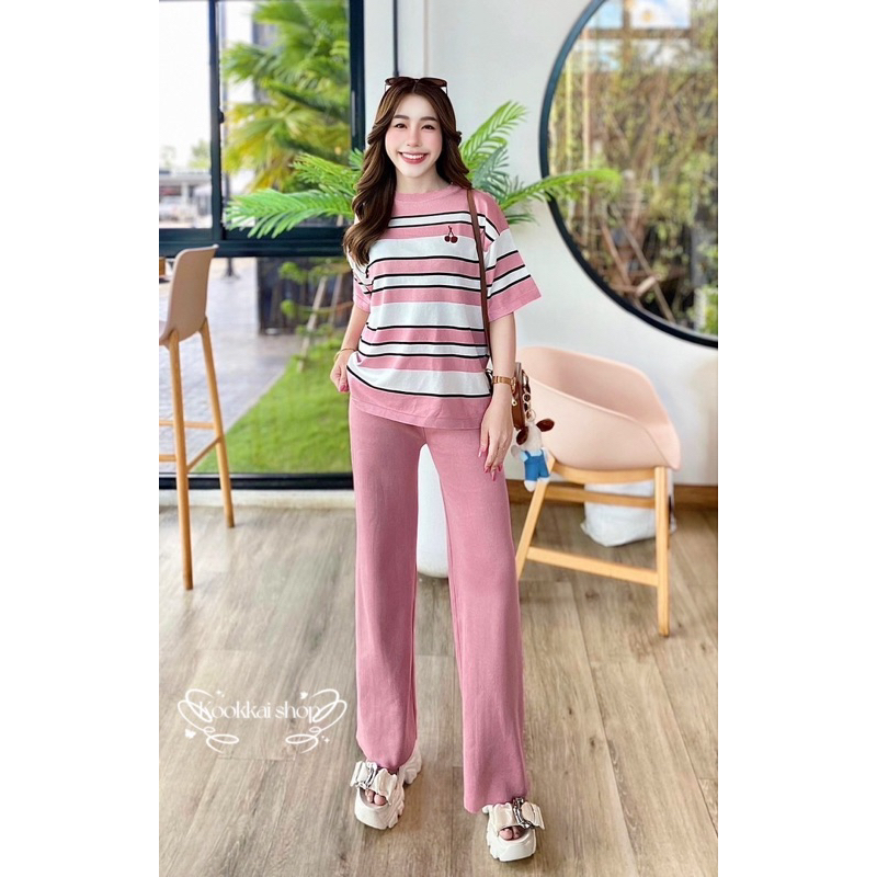 เสื้อคอกลม+กางเกงขายาว (รุ่นเชอรี่)