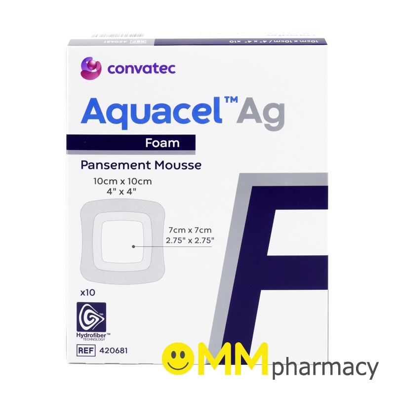 AQUACEL AG+ FOAM 10X10ซม.(ชนิดมีแถบกาว)