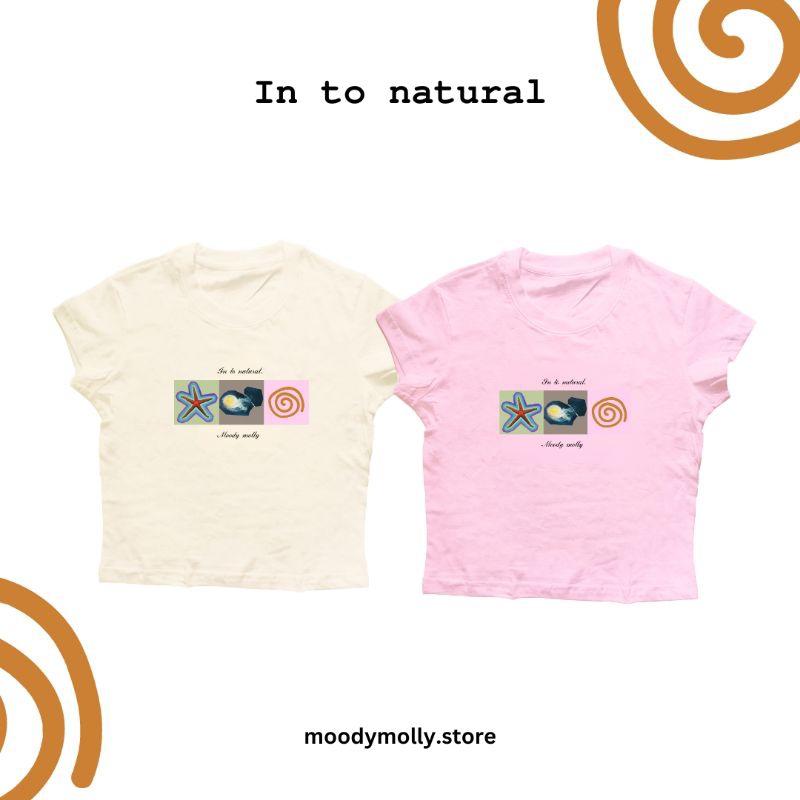 (moodymolly) เสื้อยืด เสื้อเบบี้ที ลายกสรีนเก๋ๆ in to natural ลายก้นหอย ปลาดาว แมงกระพรุน