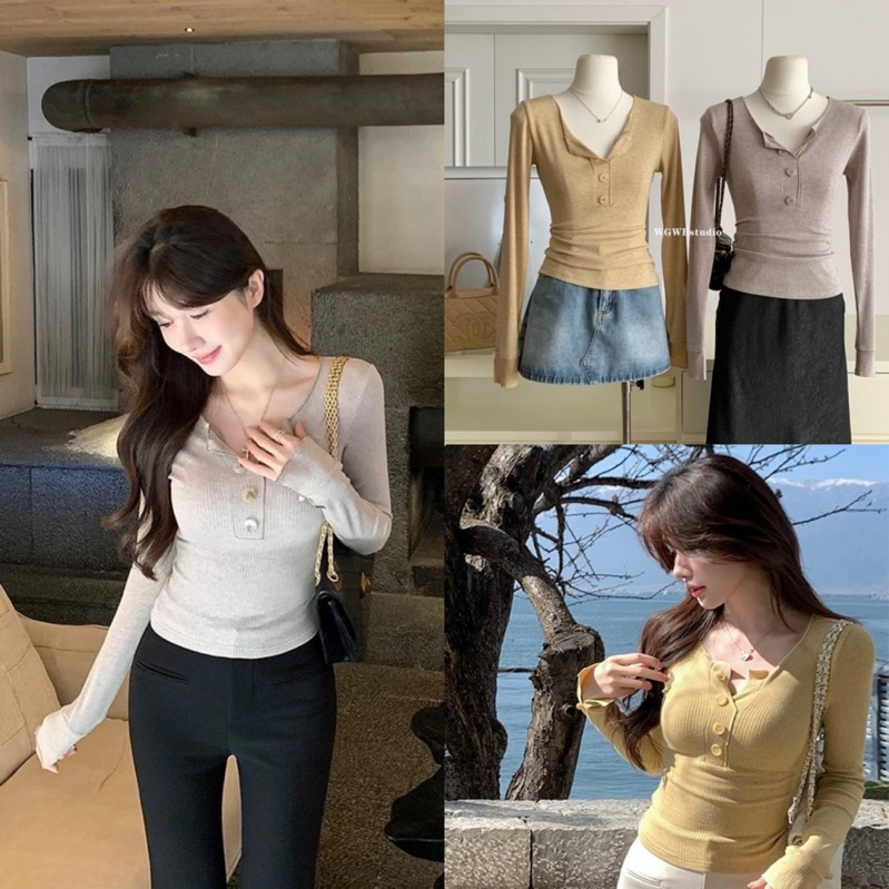 เสื้อแขนยาวคอกลมกระดุมปลดได้รุ่น 9648 TAG:WG.WE