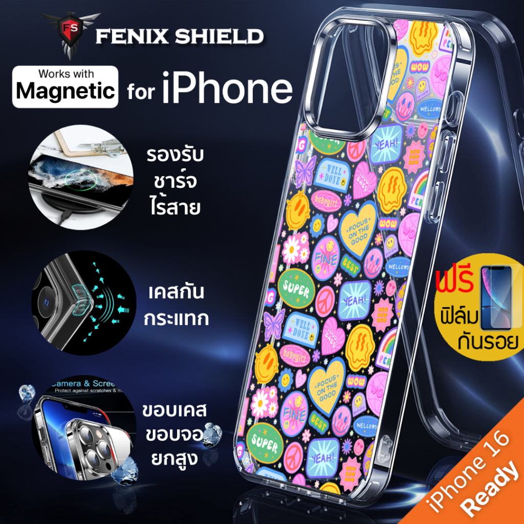 แถมฟิล์ม) เคส FenixShield Crystal Hybrid [ Y2K ] สำหรับ iPhone 16e / 16 / 15 / 14 / 13 / 12 / Plus /
