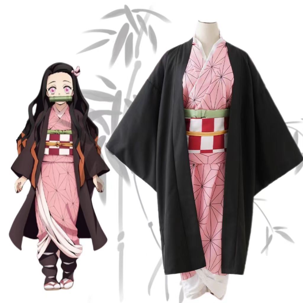 Nezuko cos เครื่องแต่งกายอะนิเมะ demon slayer Nezuko คอสเพลย์เครื่องแต่งกาย Halloween Dress up