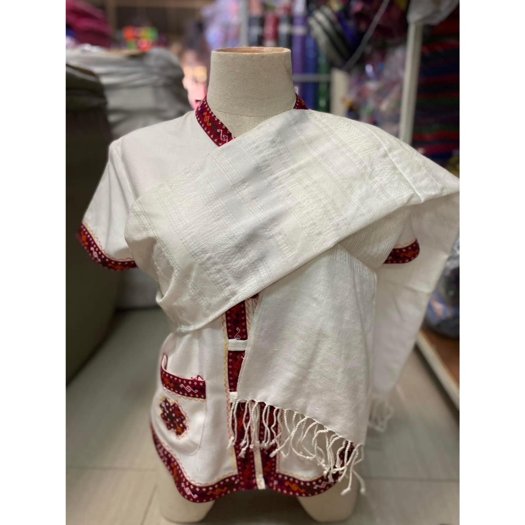 สไบทอมือสีขาว อย่างดี สีขาวล้วน ทอมือแท้ ผ้าฝ้าย สไบปฎิบัติธรรมอย่างดี เนื้อนุ่ม