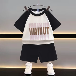เสื้อลำลองคอกลม 80-140 ชุดเซท2ชิ้น ลายwainut สลับสีสวย ผ้านิ่ม ใส่เย็นสบาย#13126
